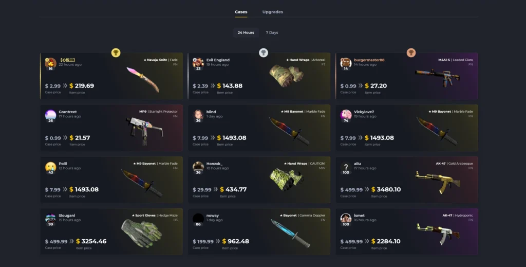 CSGO Skin Case-Öffnungen – Kürzliche Hochwertgewinne und Jackpot-Drops